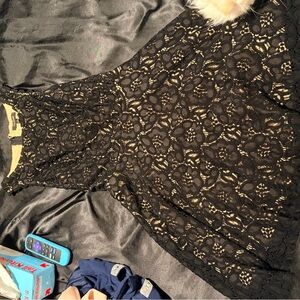 City Studio Black and Tan Lace Dress